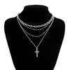 Stacked Cross Pendant Thin Chain Multi Layer Prayer Necklace  Jewelry Accessories