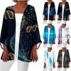 Women's Casual Fashion Retro Printed Lightweight Medium Length Jacket Cardigan