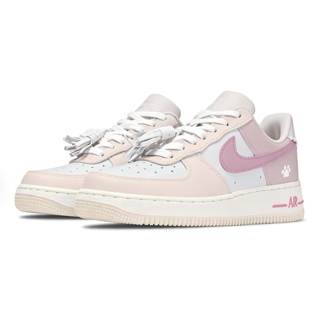 Nike Air Force 1 Peach Claw Slip Resistant Abrasion Resistant Low top Skateboard Shoes Women's Gray Pink HV1813-001(Team1856-)