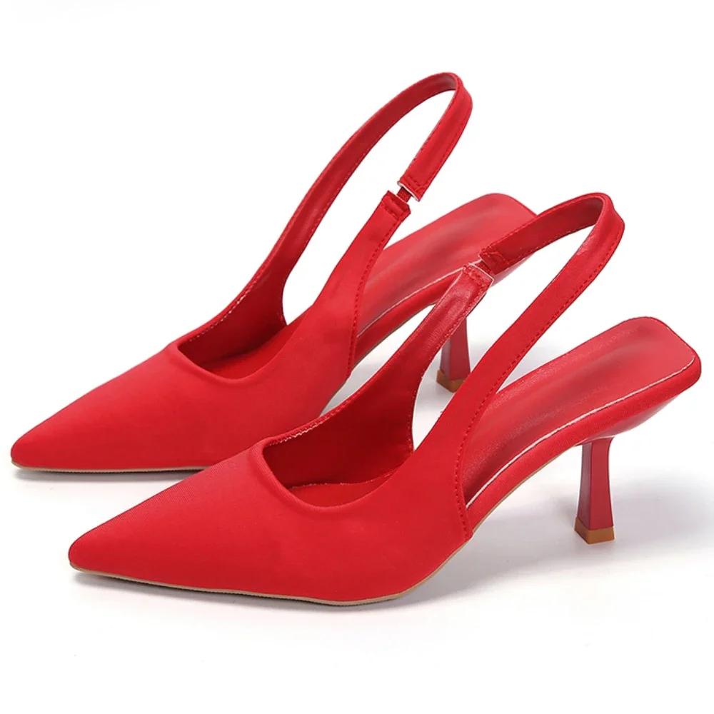 Модные женские туфли-лодочки 2024 года, новые летние туфли с острым носком, модные туфли на высоком каблуке для женщин, неглубокие босоножки, женские туфли-лодочки, свадебные туфли Zapatos De Mujer