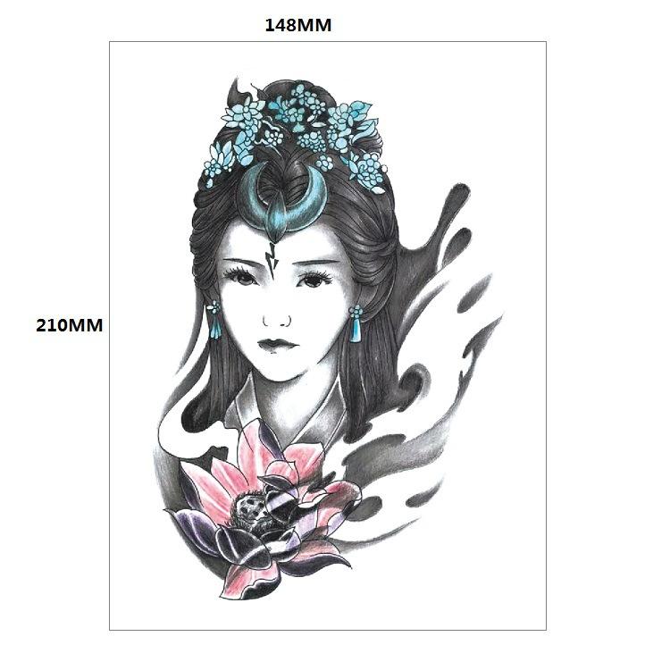 Традиционная красивая женщина персонаж слезы гейши цветная вода переводная цветочная рука анти-реальная татуировка наклейка татуировка