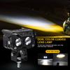 2X Motorcycle Headlights Spotlight Fog Light Hi/Low Beam Len Dual Color Work Auxiliary Driving Light Headlight Yellow White 12V