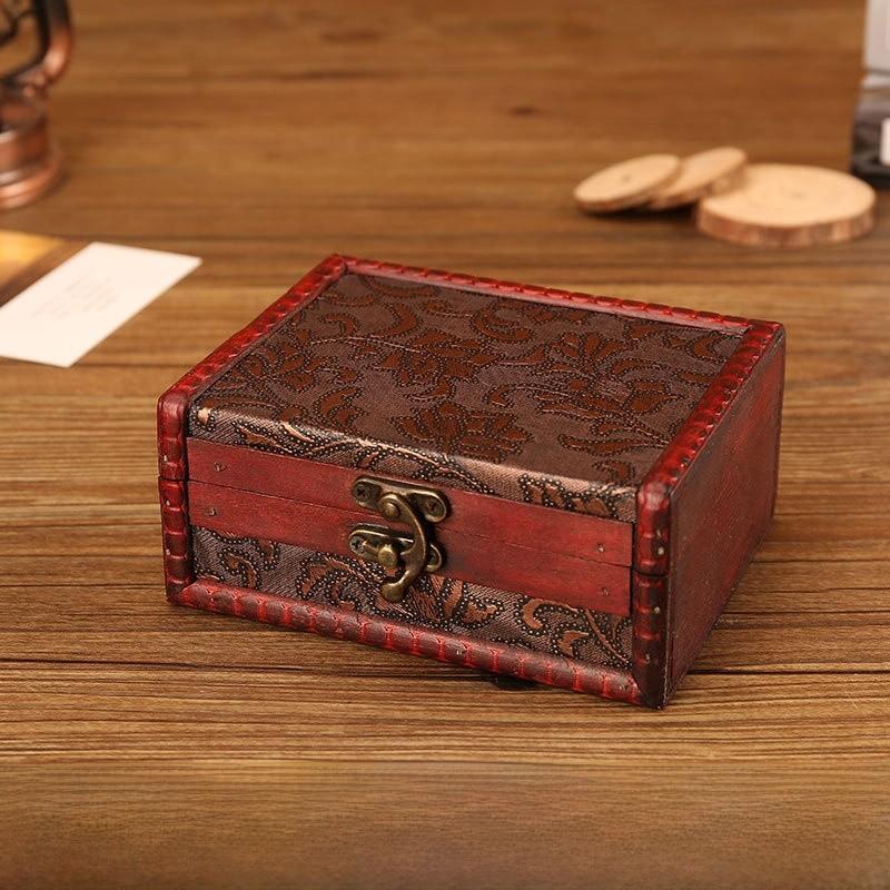 Style Vintage Wooden Box With Lock For Organizing Jewelry Accessories Decoration