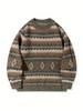 Ethnic Print Thickened Men's Wool Sweater - Autumn/Winter Round Neck Pullover