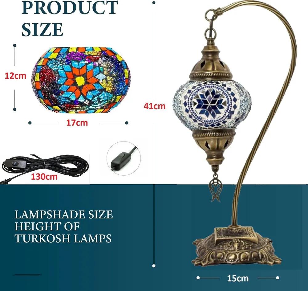 Аутентичная настольная лампа с цветным стеклянным мозаичным абажуром, турецкая мозаичная лампа