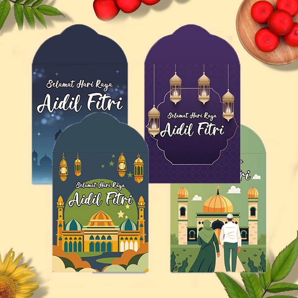 6Pcs Moon Castle Green New Year Red Envelope Paper Money Packet Eid Mubarak Money Packet Wedding