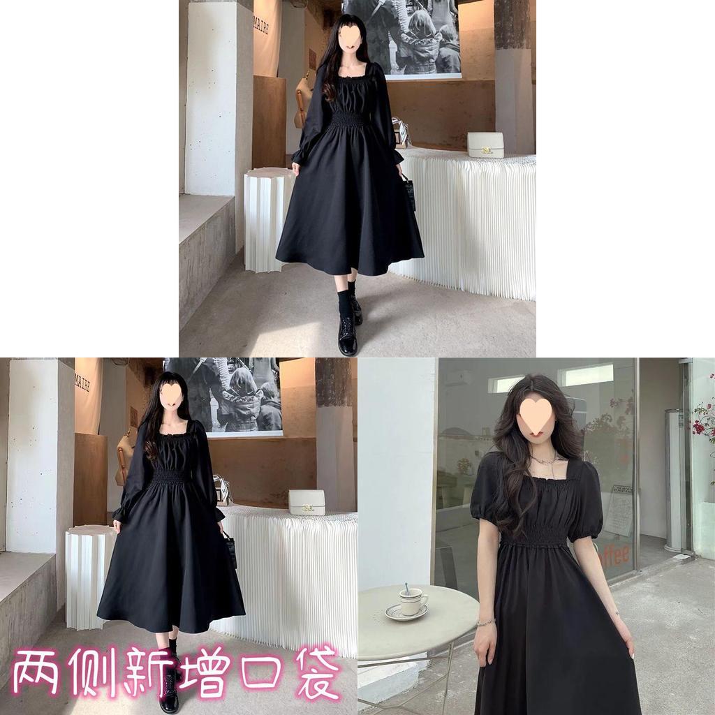 French Style Loose Fit Black Dress With Knit Fabric And Hood For Casual Women