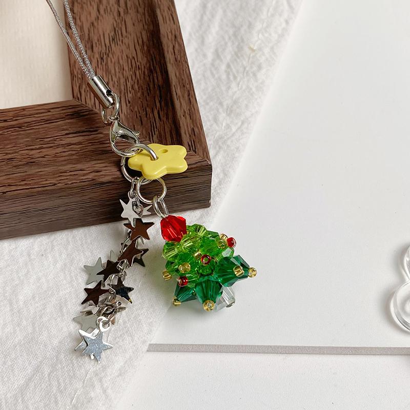 Трендовый брелок для ключей в стиле Y2K 'Рождественская елка' Милый брелок-подвеска с кисточкой в виде звезды Эстетичный девичий шнурок для телефона в стиле Ins Шармы для сумки Рождественский подарок