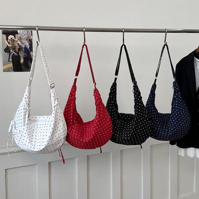 Милая Сумка-кроссбоди в горошек на шнурке Корейский Стиль Модная Сумка через плечо Женская Модная Сумка-пельмень