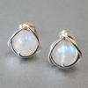 Huitan Chic Imitation Moonstone Bead Stud Earrings Female Trendy Wedding Party Jewelry Aesthetic Temperament Ear Accessories Hot