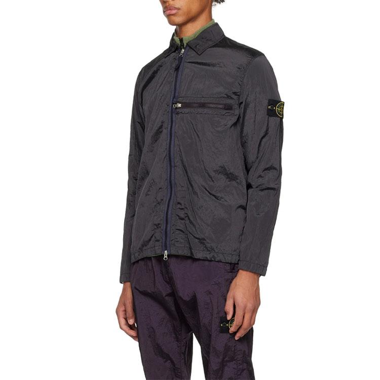 STONE ISLAND Рубашка-оверсайз с нашивкой-логотипом, угольный цвет, мужская, верхняя одежда, черная 781510919-V0065