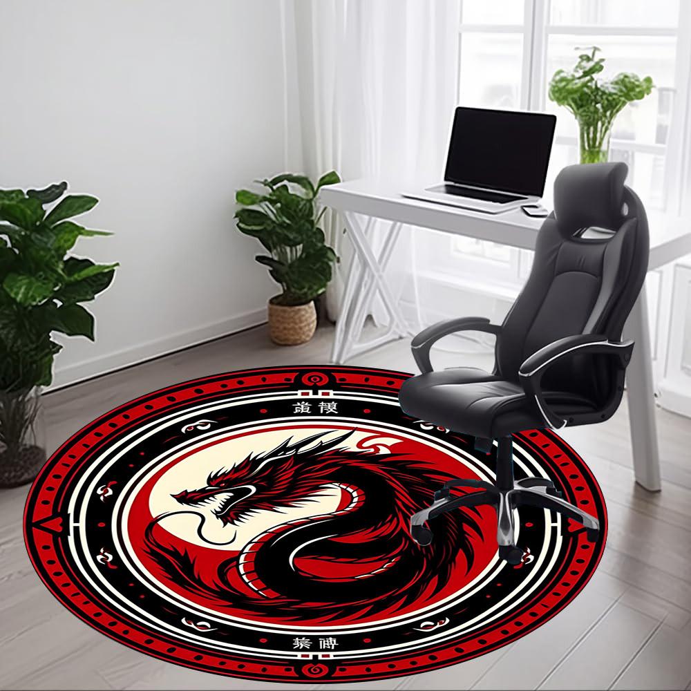 1pc Dragon YinYang Office Round Area Rug, Under Office Chairs Bedroom Living Room Home Decor, Room Deco, Available in Various Sizes 232