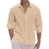 Men's Hawaii  Summer New Loose Solid Long Sleeve Shirt Cardigan Beach Shirt