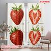 2 шт. 2D плоская печать Шторы для окон Иллюстрация клубники Ботанический рисунок Полиэстер Без электричества Семейная вечеринка