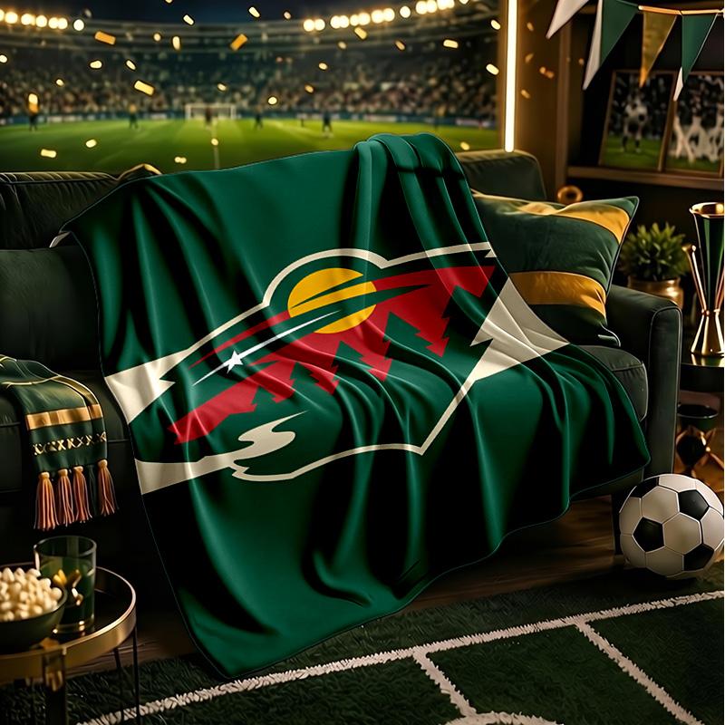 Хоккейная команда Minnesota Wild Бросает одеяло Фланелевые одеяла Плюшевые для дивана кровати Подарки для мужчин женщин Дорожное одеяло для пикника Рождественские подарки для фанатов