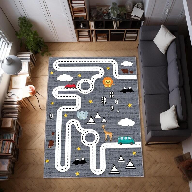 Hopscotch Game Rug Indoor Cartoon Parent-child Game Decor Carpet Bedroom Bedside Children's Number Game Room Floor Mat