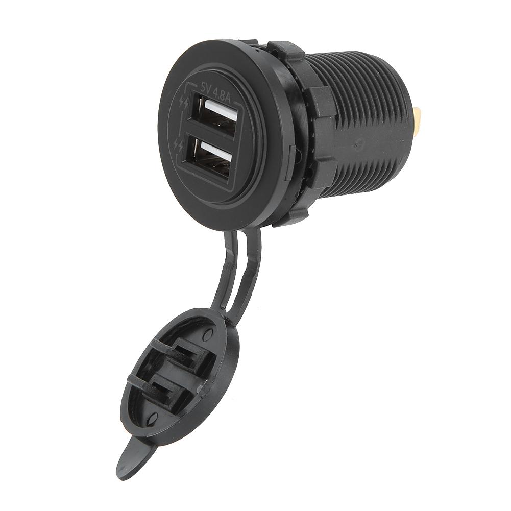 Двойной USB-порт, розетка для зарядки, с кабелем 60 см 23,6 дюйма для автомобиля 12 В 24 В, лодки, квадроцикла, зеленый