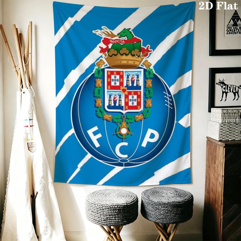 FC Porto Wall Tapestry Aesthetic Wall Hanging Printed Fabric Blanket Decorative Tapestries for Bedroom Living Room Home Decor