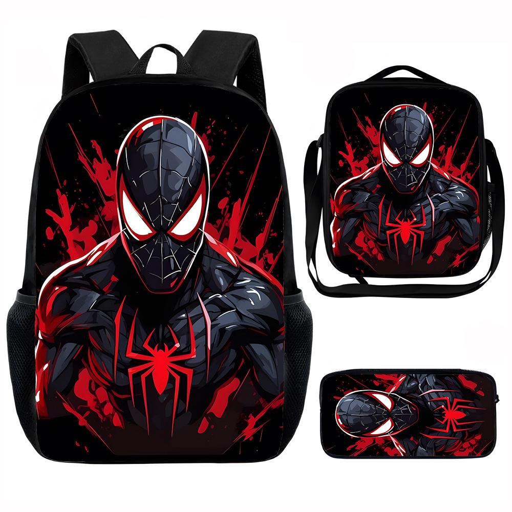 Spider-Man School Bag Lunch Bag Pencil Bag Elementary School Backpack Cartoon Peripheral Backpack Children's Bag Three-piece Set