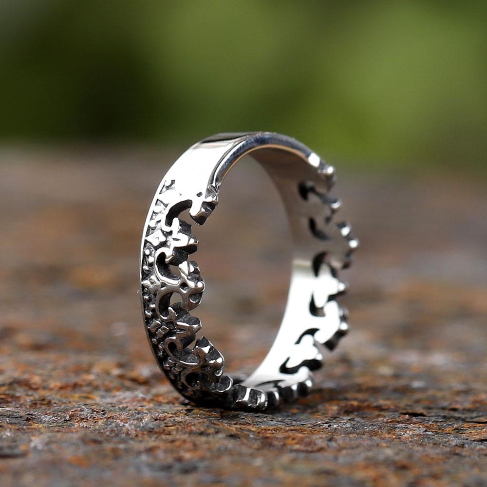 Fashion New Vintage 316L Stainless Steel Unique Cross Crown RingFor Man Women Couple&Lover`s Gift Antique Jewelry
