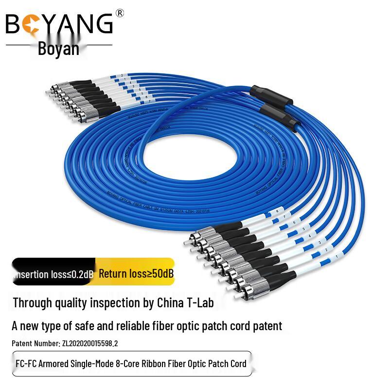 Boyang Telecom-Grade Armored 8-Core Single-Mode Fiber Optic Patch Cable