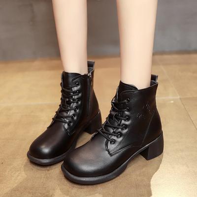 Мягкая кожа бархат осень и зима новые женские ботильоны на толстом каблуке в стиле ретро модные ботинки толстый каблук универсальные ботинки