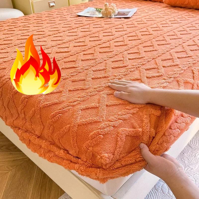 1 шт. Фланелевая флисовая простыня для зимы, теплая, для дивана-кровати, двуспальная, из кораллового флиса, пушистая, на резинке, для двуспальных кроватей, простыни