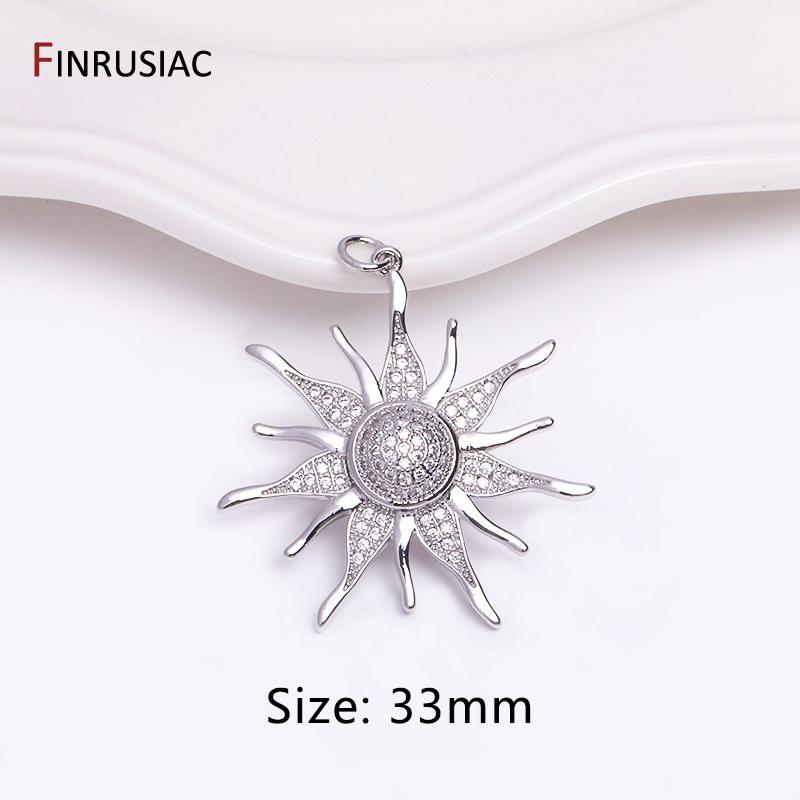 14K Gold Plated Round Sun Charms Brass Inlaid Zircon Sun Pendants For DIY Nacklace Making Jewelry Making Accessories
