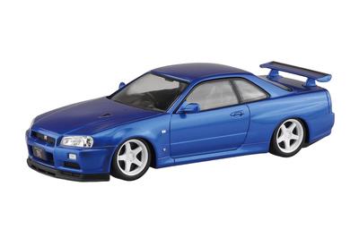 Aoshima Bunka Kyozai Rakupla Сборная модель-конструктор Nissan R34 Skyline с кастомными колесами Масштаб Пластиковый набор (АОСИМА) нет. 12CU-BB GT-R (Бэйсайд Блю) 1/32