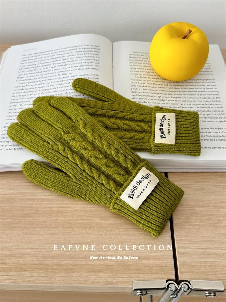 Korean Style Wool Balaclava & Twisted Gloves Set for Women - Perfect for Autumn and Winter