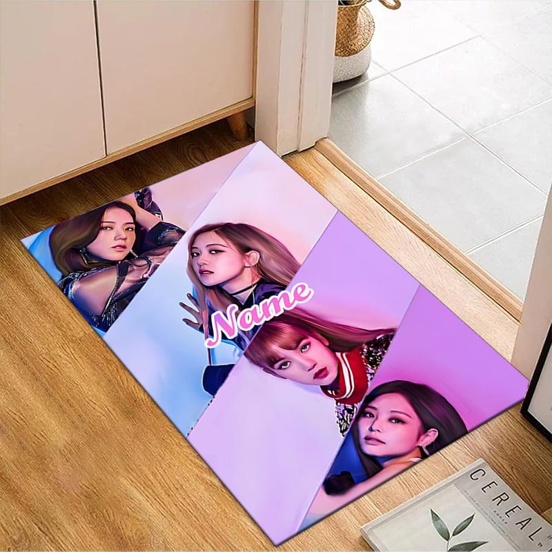 Custom Name Kpop Group Fashion Rug for Living Room, Game Rooms, Office, Bedroom, Floor Mat Playful Design, fan gifts Christmas decor