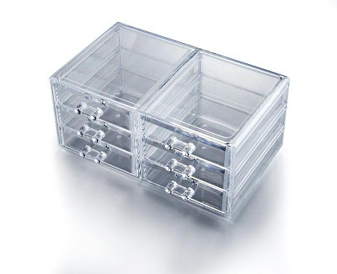 Прозрачный ящик для хранения косметики, помады и украшений - цельный органайзер для туалетного столика