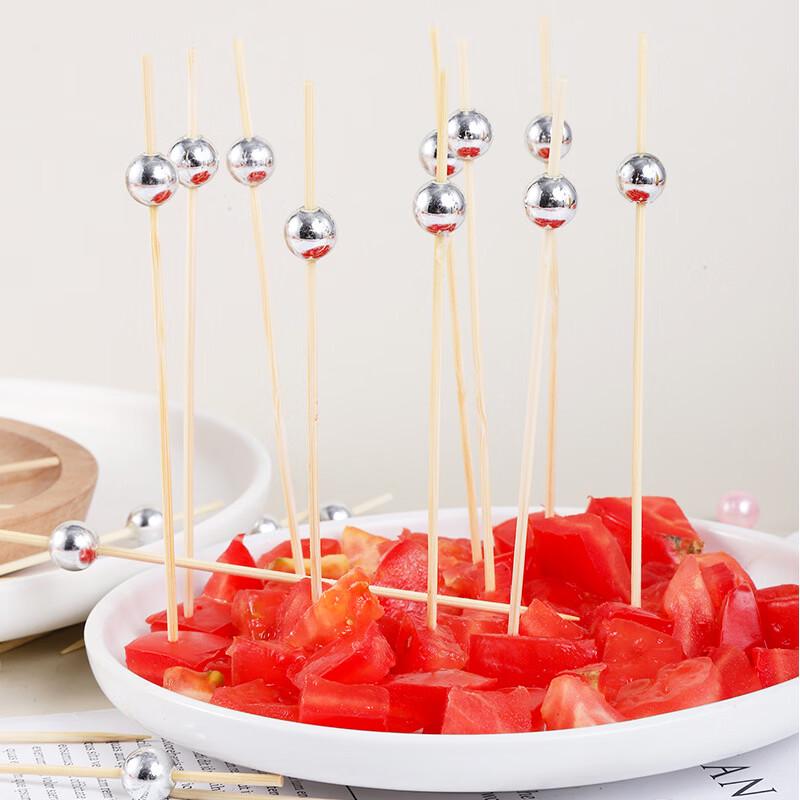 Disposable Pink Pearl Bamboo Fruit Skewers