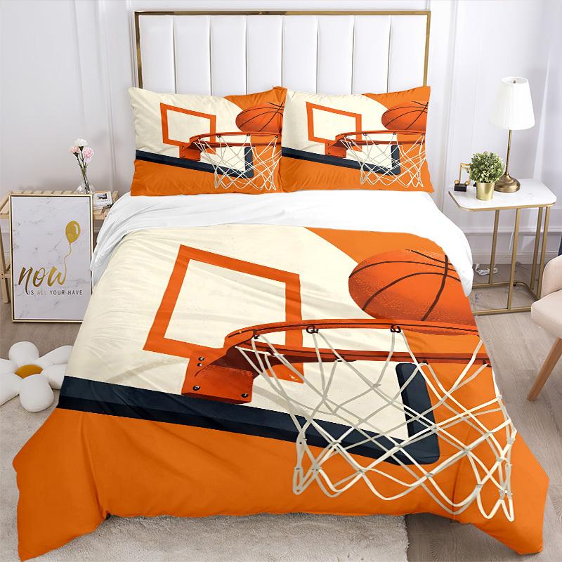 3pcs Basketball Hoop Bedding Set, Includes Without Pillow Inserts, Soft Comfortable Bedding Set,All-Season Use a0924057