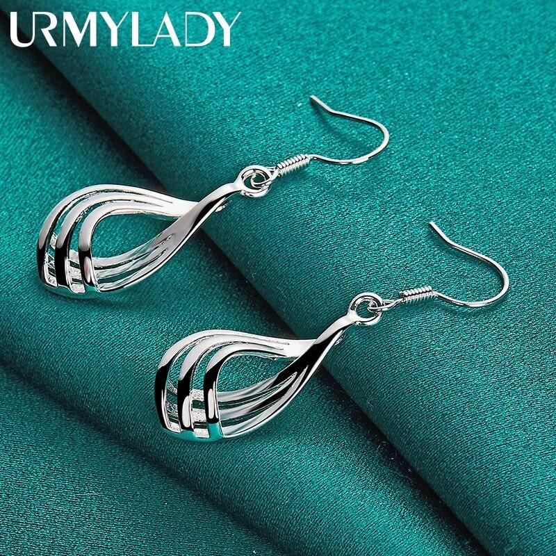 URMYLADY из стерлингового серебра 925 пробы, многослойные торсионные серьги для женщин, очаровательные модные украшения для свадебной вечеринки
