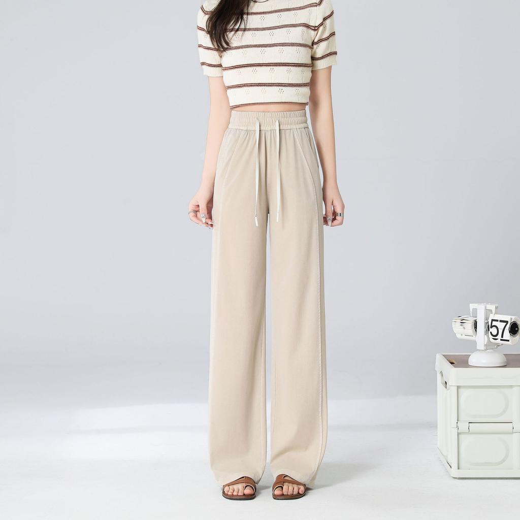 Summer New Wide-leg High-waisted Trousers Temperament Commuter Straight-leg Trousers Breathable Thin Trousers