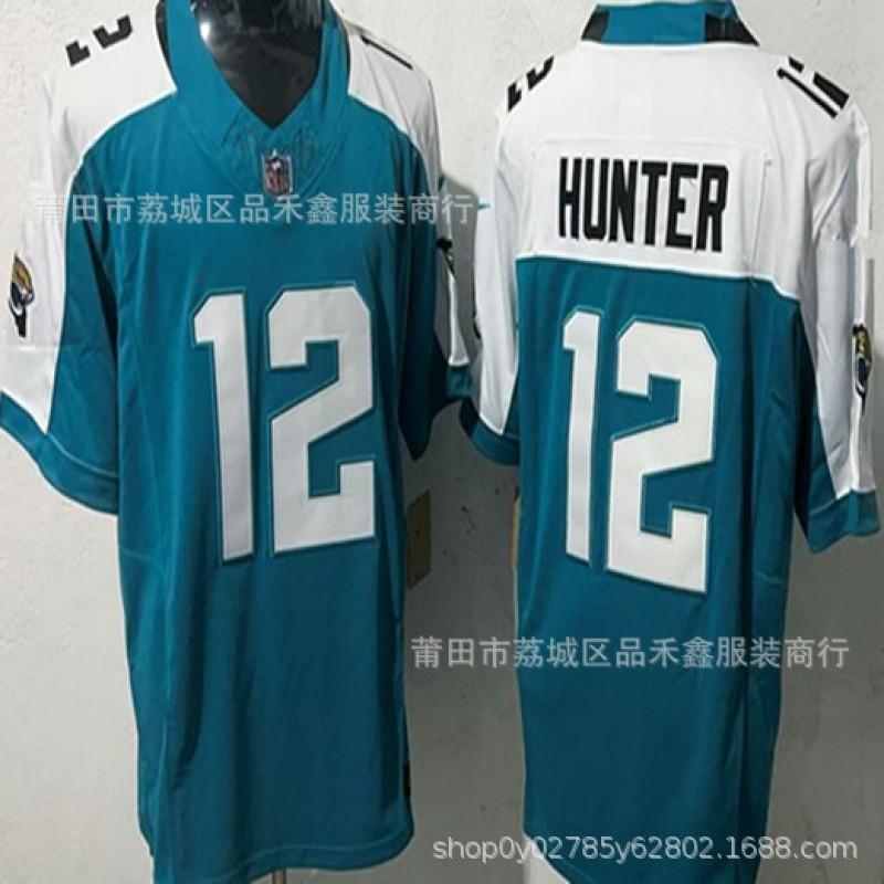 Mens Womens Football Jersey Travis Hunter 12 Third Generation Cotton Uniform Black White Striped
