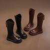Girls' Knee-High Leather Boots 2025 - Fleece-Lined Autumn/Winter Martin Boots