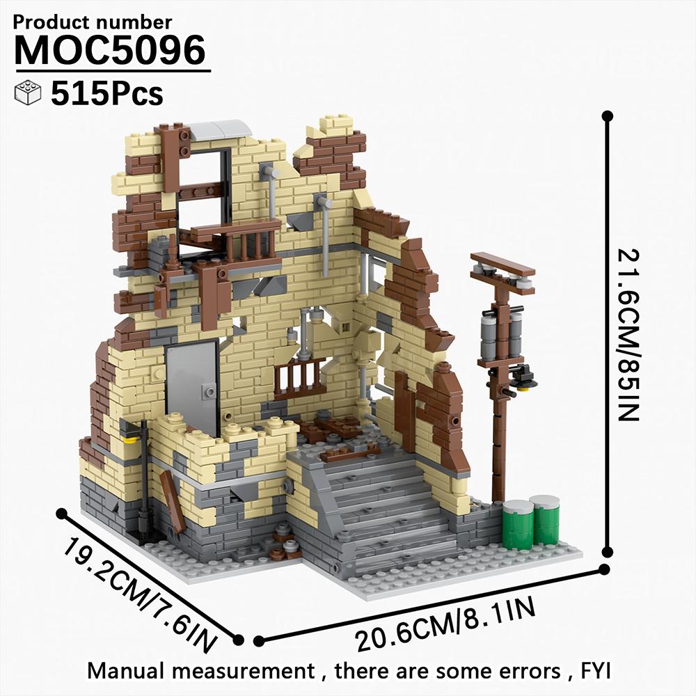 WW2 Series Military Battlefield Ruins War Related Building Blocks Blockhouse Model Toy Medieval Gift For Children Adults DIY MOC