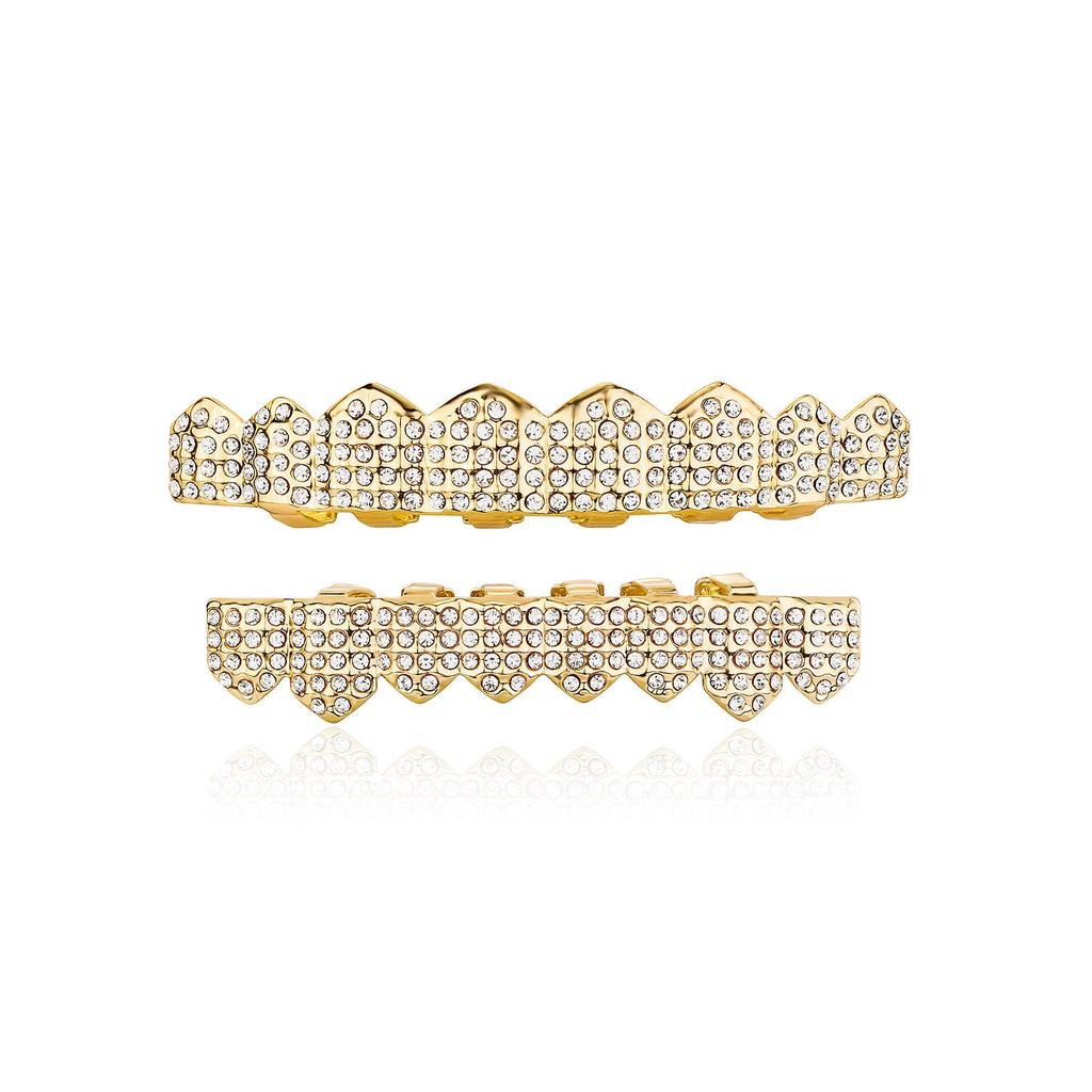 TEMU Gold-Plated Diamond-Studded Grillz Hip-Hop Tooth Jewelry