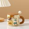Cartoon Mug with Lid Spoon Cute Office Cup Souvenir Gift Couple Cup New Year Ceramic Creative Personality