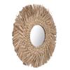 Straw Weaving Wall Mirror Retro Beautiful Woven Wall Hanging Mirror for Dorm Room Decoration Nature