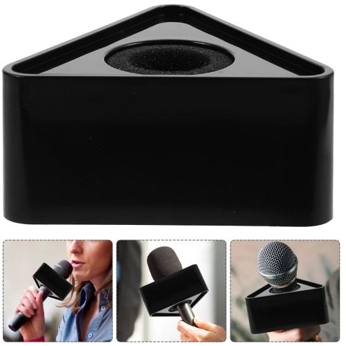 EXCEART Interview Microphone Flags, ABS Injection Molded Triangle Microphone Flags for Advertising and Image Enhancement, Set of 2 (Black)