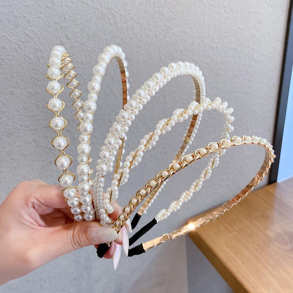 Fashion Sweet Headwear Flower Bow Korean style Pearl Headband Hair Accessories Hair Hoop Hair Band