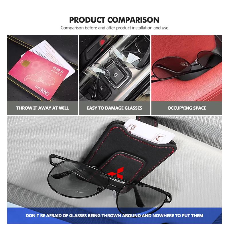 For Mitsubishi Car Sun Visor Glasses Clip Magnetic Sunglasses Clip Ticket Storage Accessories Outlander Pajero Sport Lancer EX