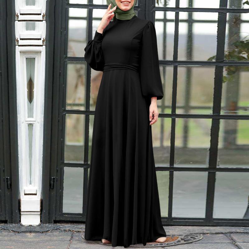 Women Muslim Abaya Long Dress Floral Printed Vintage Kaftan Islamic Maxi Dresses