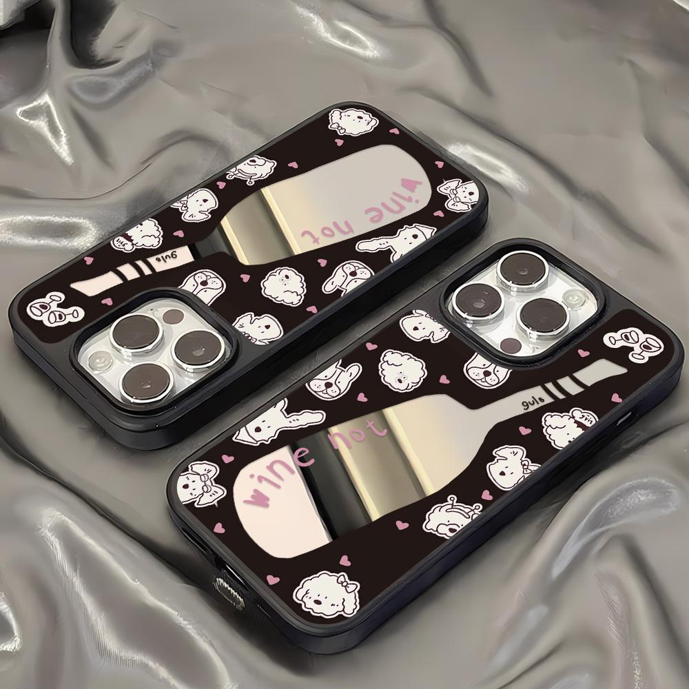 Зеркальный чехол для телефона для iPhone 15 11 13 14 для 15 16 Pro Max 12 13 16 Pro Чехол для телефона в милом стиле с облаками, цветами и животными