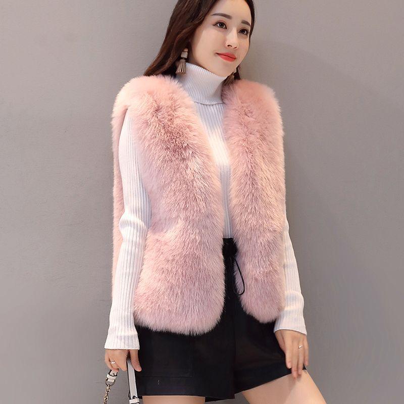 Winter Korean Version Faux Fur Vest for Women's Fur Coat Short Camisole Fox Fur Vest Slimming Top
