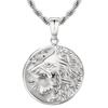 Coin Necklace Lion Pendant for Men with French Rope Amulet Surgical Stainless Medal Birthday KRKC&CO 2.5mm Chain, Accessory, Steel, Hypoallergenic,
