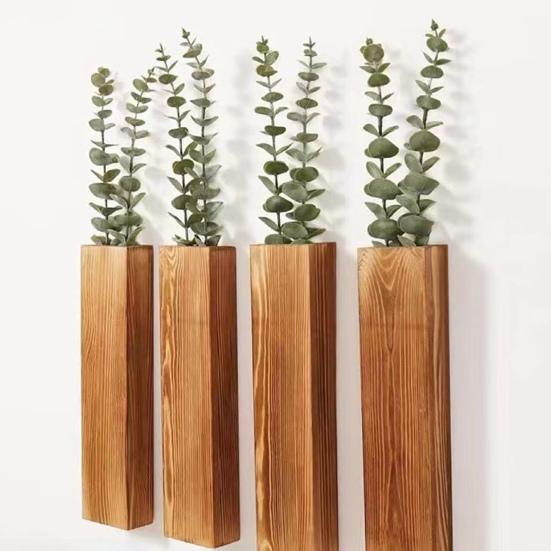 Деревянная настенная ваза для фермерского дома, настенный декор, держатель для растений, стебли эвкалипта, цветы